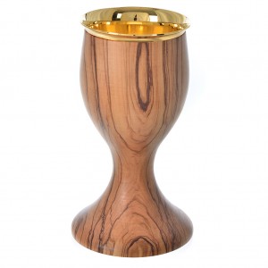 Cáliz de la Comunión de madera estacionada de olivo de Asís y copa sutil 18.5cm