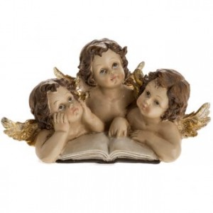 Tres angelitos con libro decoración de navidad