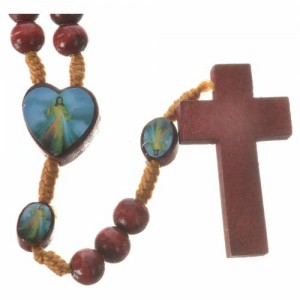 rosario padre pio y jesus misericordioso de madera