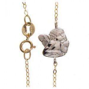 Pulsera con Ángel de Oro 75000 blanco e amarillo, 1,27 gramos
