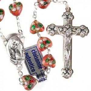 Rosario cloisonné corazón rosa STOCK