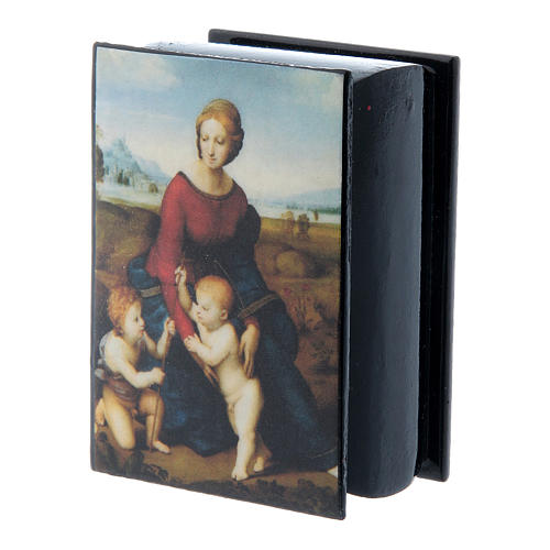 Caja rusa papel maché La Virgen del Belvedere 7x5 cm