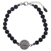Pulsera AMEN medalla San Benito piedra lávica hombre