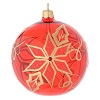 bola de navidad de vidrio soplado rojo con decoracion flor de navidad 100 mm