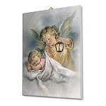 Cuadro sobre tela pictorica angel de la Guarda con Linterna 70x50 cm