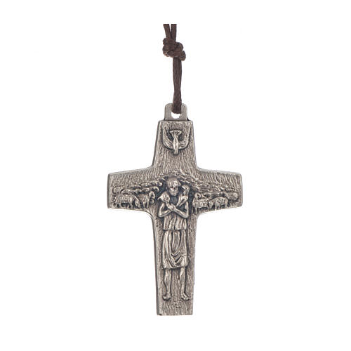 Collar Cruz del Papa Francisco metal 4x2,6cm con cuerda