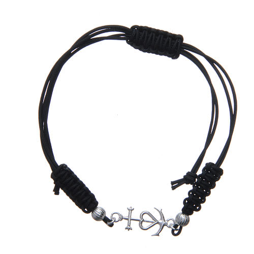 Pulsera cuerda negra Fe Esperanza y Caridad