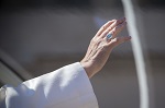 Vatican City, April 19, 2017: Pope Francis blesses the crowd at the end of his weekly general audience in Saint Peter's Square at the Vatican