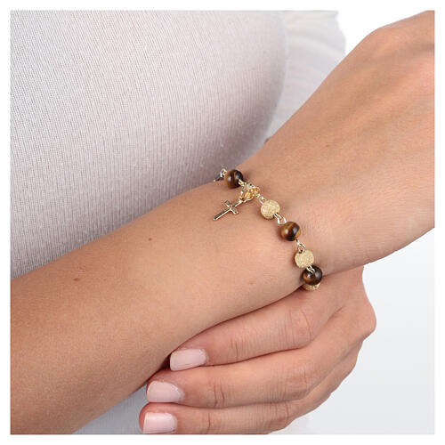Pulsera década Ghirelli con ojo de tigre y plata con baño de oro amarillo 