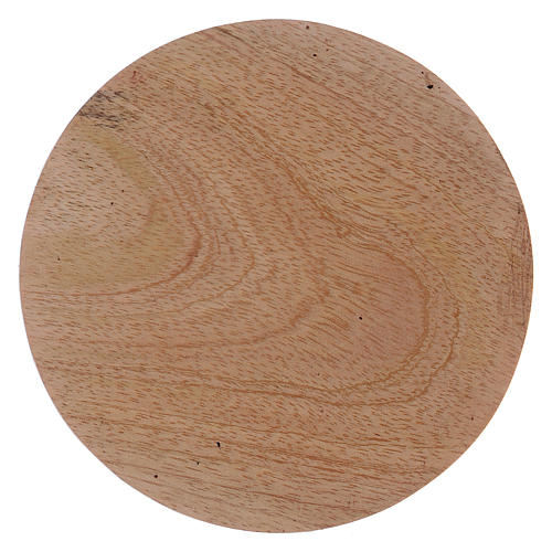 Platillo portavela redondo de madera 10 cm