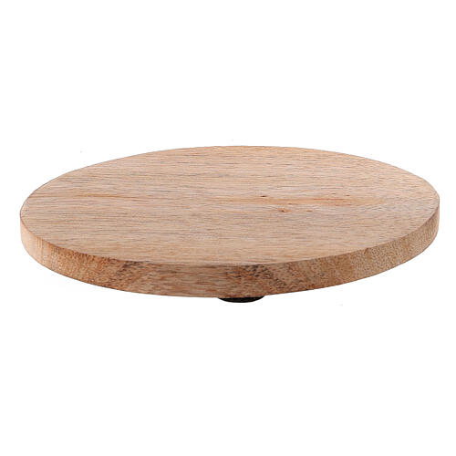 Plato portavela madera mango natural ovalado 10x8 cm