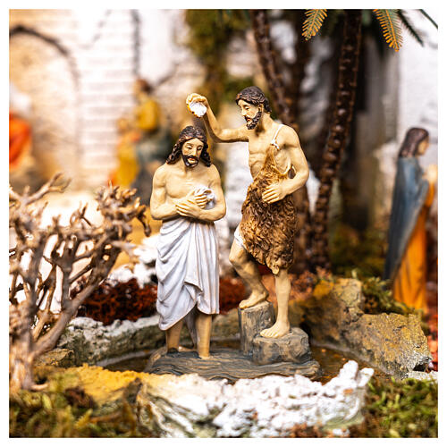 Escena bautismo de Jesús con Juan Bautista 9 cm