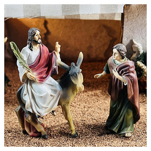 Escena de la entrada en Jerusalén de Jesús resina 9 cm