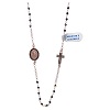 Collar medalla Milagrosa cruz zircones plata 925 rosada