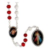 Rosario metal Divina Misericordia granos madera blancos y rojos 7 mm