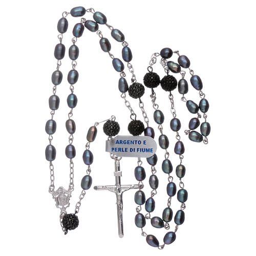 Rosario perlas río barrocas 4 mm ovaladas con pater plata