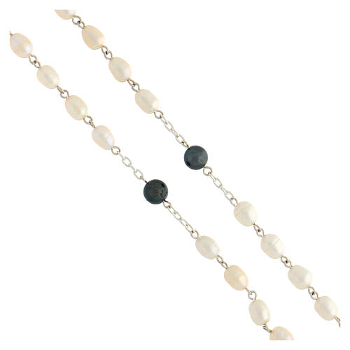 Rosario plata 925 perlas de río ovaladas doble imagen 8 mm