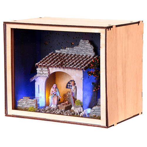 Nativity Box con Natividad Moranduzzo pintada 20x25x20 cm belén 6 cm