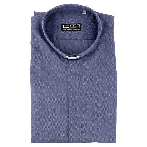 Camisa cuello clergy 100% algodón Cococler sin planchar fantasía manga larga