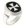 Anillo negro ajustable cruz de Malta
